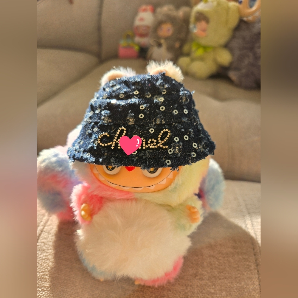 Sequined Bucket Hat for 17cm Labubu